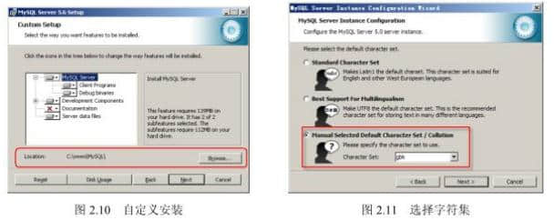 自定义安装和选择字符集